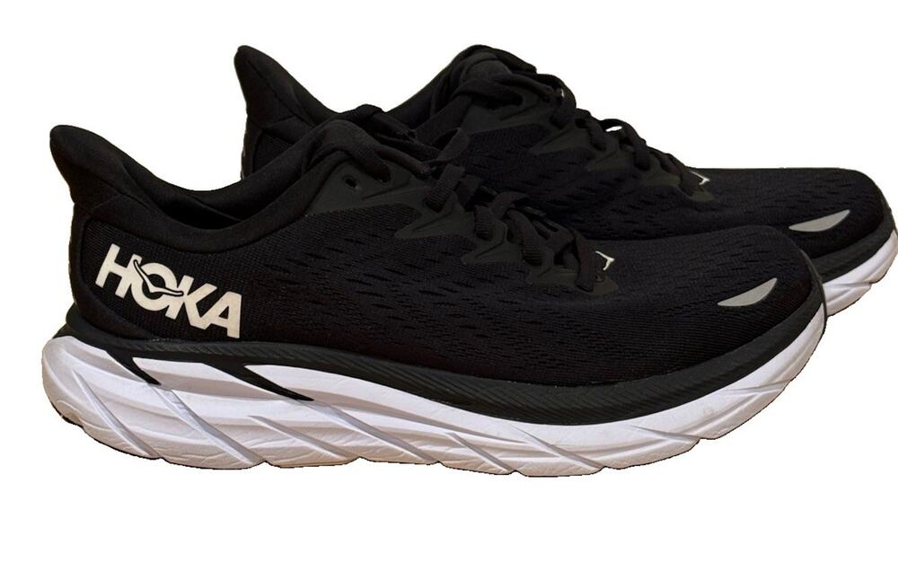 HOKA Clifton 8 Women’s 8.5 Wide D Black White Running Shoes 1119394